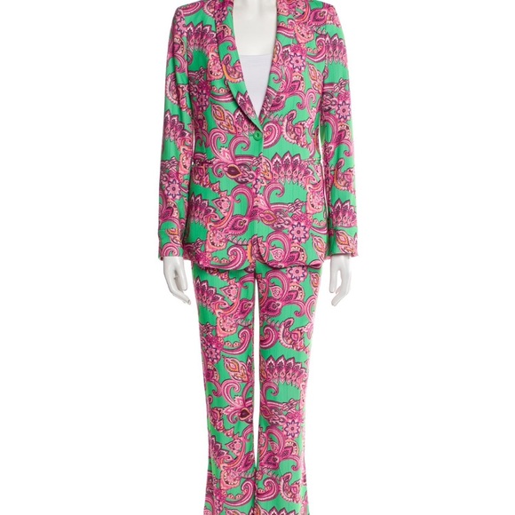 Stylish Green and Pink Paisley Blazer - Picture 5 of 6